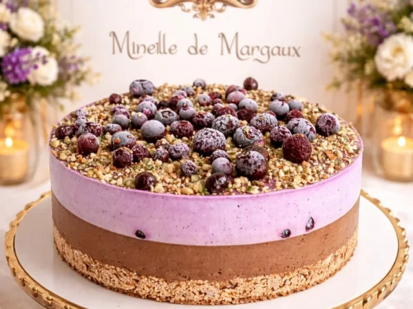 Tort raw vegan cu ciocolata, afine si lavanda